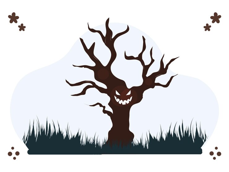 Vector scary tree concept illustration stylish and beautiful