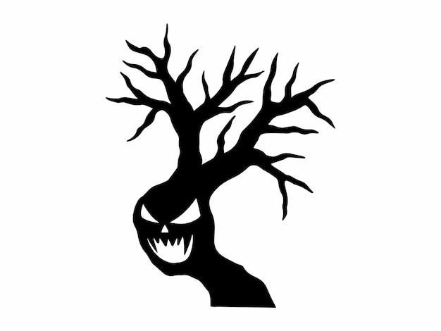 Страшное дерево Хэллоуин силуэт Иллюстрация