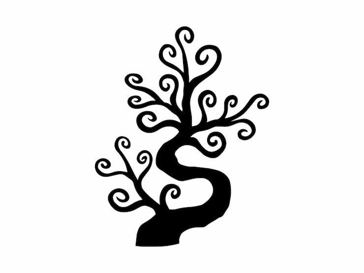 Vector scary tree halloween silhouette illustration