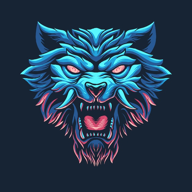 Scary Werewolf Head Illustration