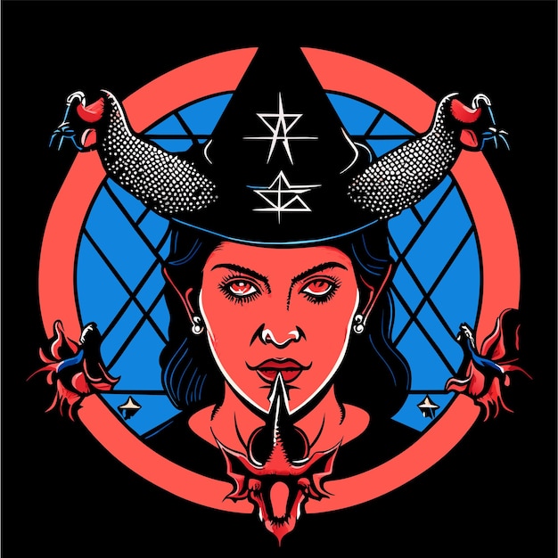 Вектор Страшная ведьма с зелье вручную нарисованная плоская стильная мультфильмная наклейка икона концепция изолированная иллюстрация
