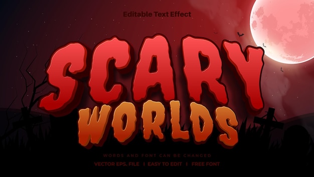 Scary world 3d tekst effect sjabloon