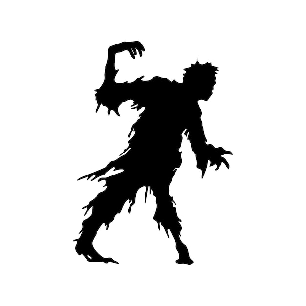 Scary zombie halloween design with siluet style and black and white color