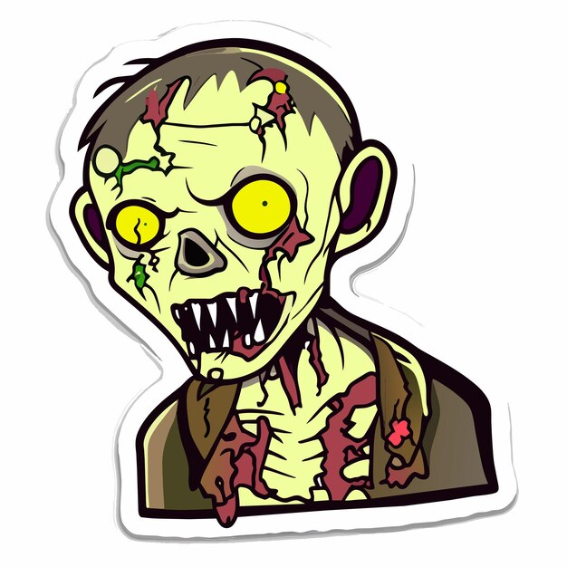 Vector scary zombie halloween hand drawn cartoon sticker icon concept isolated illustration