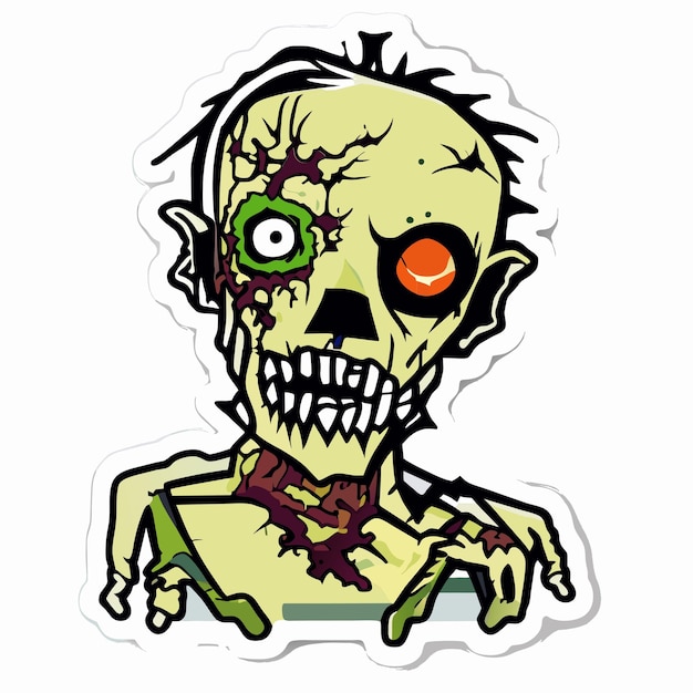 Scary zombie halloween hand drawn cartoon sticker icon concept isolated illustration