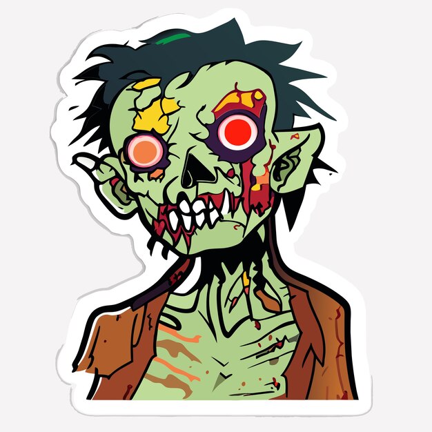 Scary zombie halloween hand drawn cartoon sticker icon concept isolated illustration