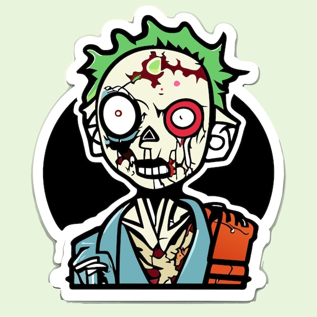 Scary zombie halloween hand drawn cartoon sticker icon concept isolated illustration