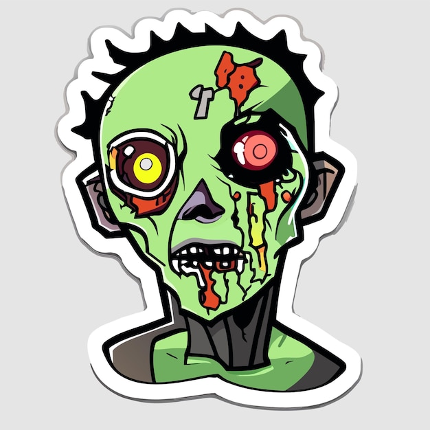 Vector scary zombie halloween hand drawn cartoon sticker icon concept isolated illustration