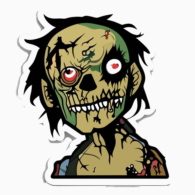 Vector scary zombie halloween hand drawn cartoon sticker icon concept isolated illustration