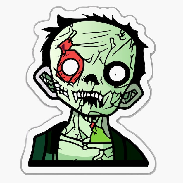 Scary zombie halloween hand drawn cartoon sticker icon concept isolated illustration