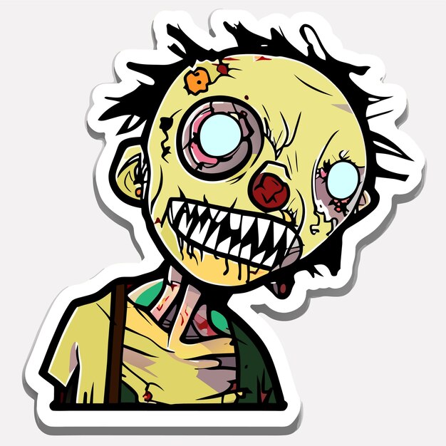 Vector scary zombie halloween hand drawn cartoon sticker icon concept isolated illustration