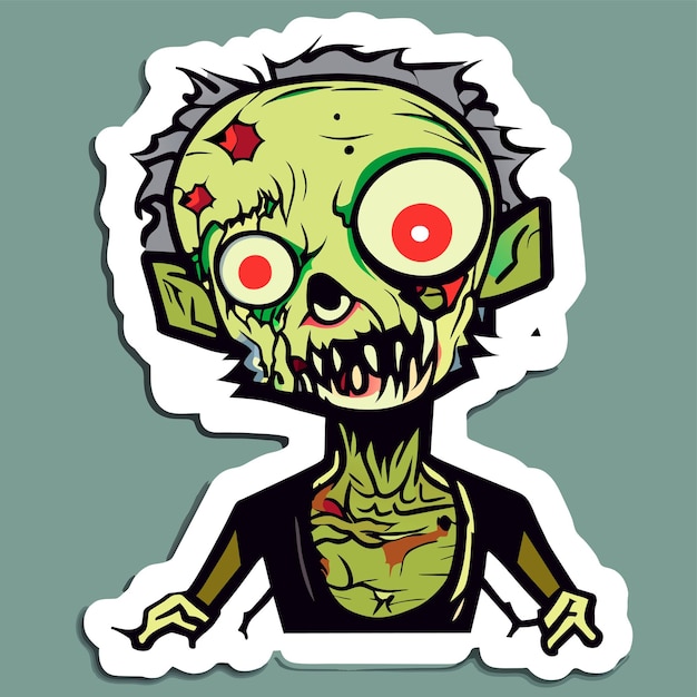 Vector scary zombie halloween hand drawn cartoon sticker icon concept isolated illustration