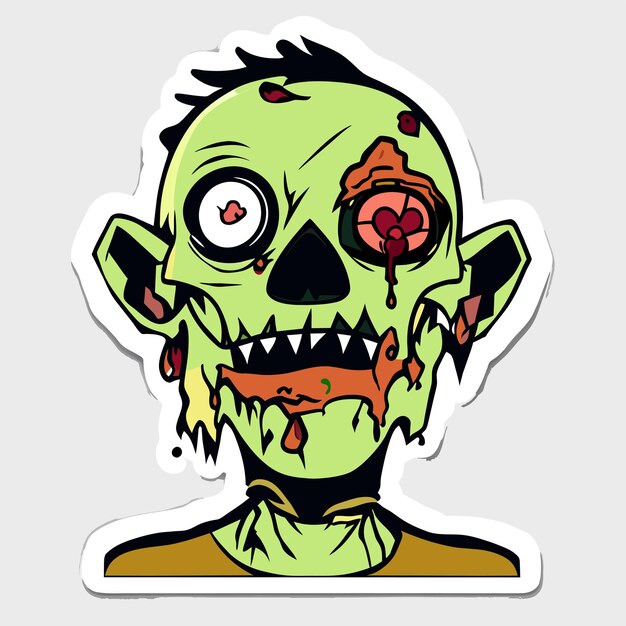 Vector scary zombie halloween hand drawn cartoon sticker icon concept isolated illustration