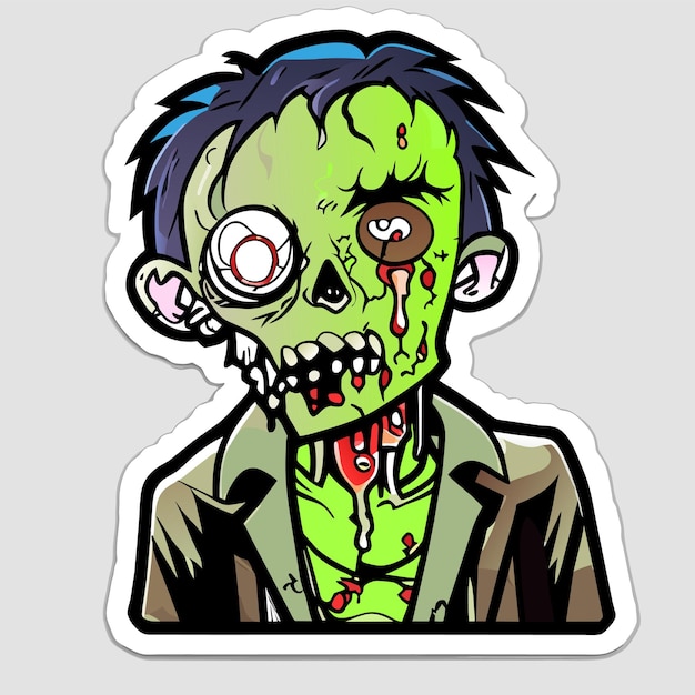 Vector scary zombie halloween hand drawn cartoon sticker icon concept isolated illustration