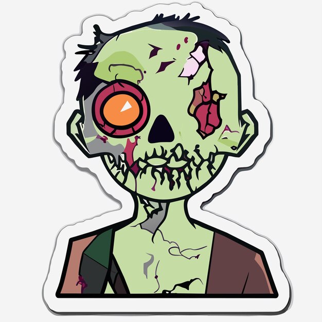 Vector scary zombie halloween hand drawn cartoon sticker icon concept isolated illustration