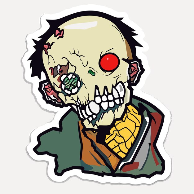 Scary zombie halloween hand drawn cartoon sticker icon concept isolated illustration