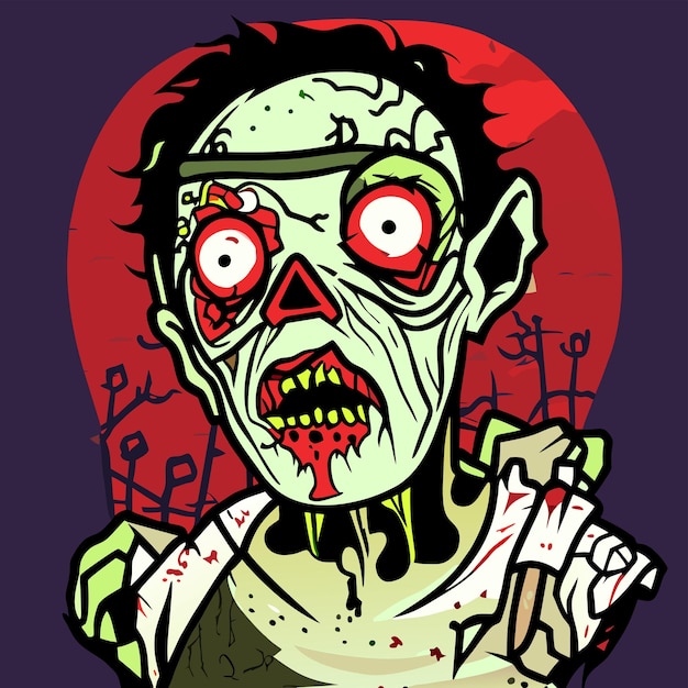 Scary zombie halloween hand drawn cartoon sticker icon concept isolated illustration