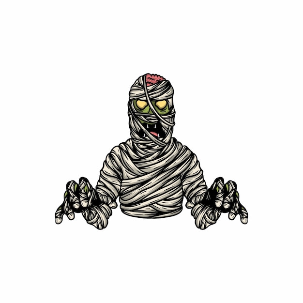 Scary zombie halloween mummy vector illustration