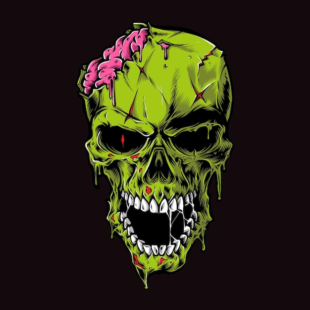 Vector scary zombie head illustration