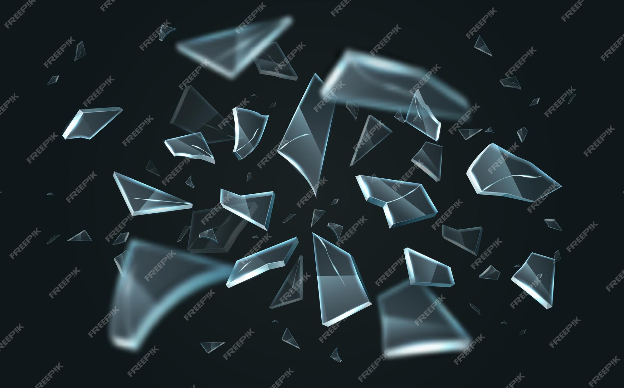 Premium Vector  Broken glass pieces. shattered glass on black