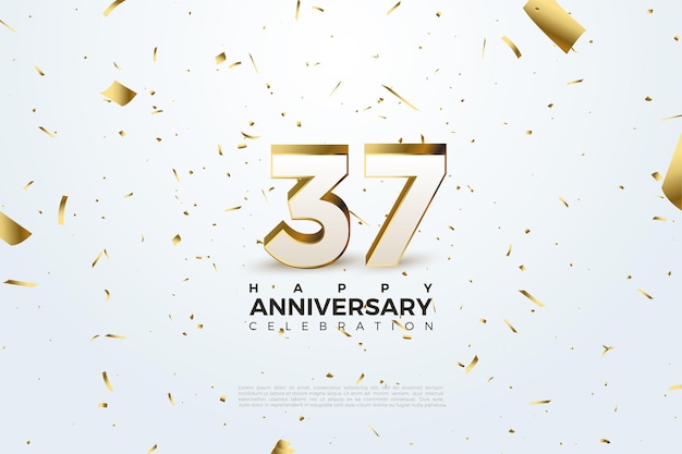 Scattered numbers and gold foil for the 37th anniversary