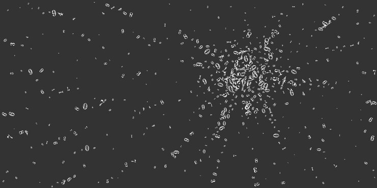 Vector scattered numbers white chalk digits flying