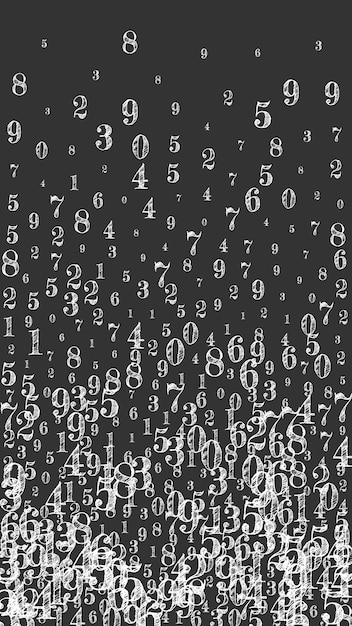 Vector scattered numbers white chalk digits flying