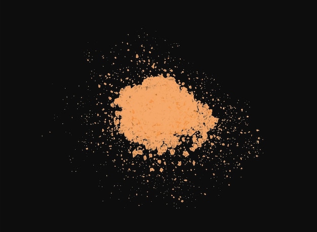 A scattering of crystals of brown or cane sugar or salt vector  isolated on black background