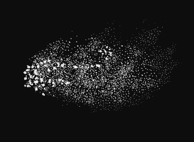 Vector a scattering of crystals of sugar or salt realistic vector illustration isolated on black background