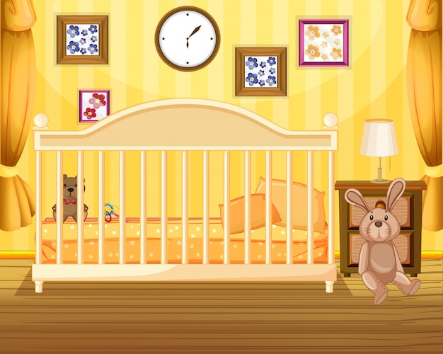 Vector scene of bedroom in yellow