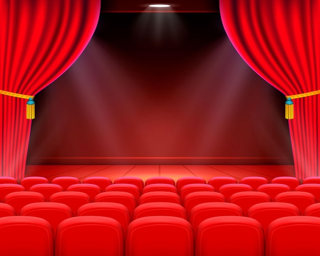 Scene cinema background art, Performance on stage . Vector illustration