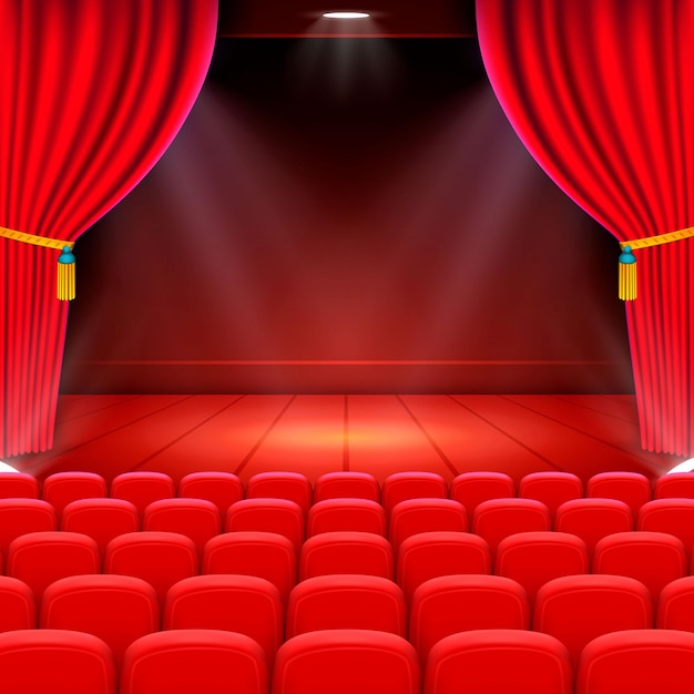 Scene cinema background art, Performance on stage . Vector illustration