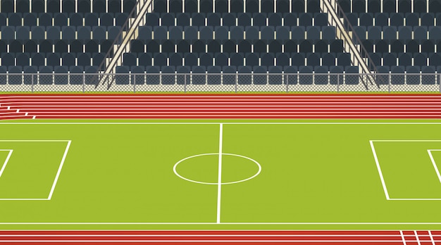 Vector scene of football field with stadium