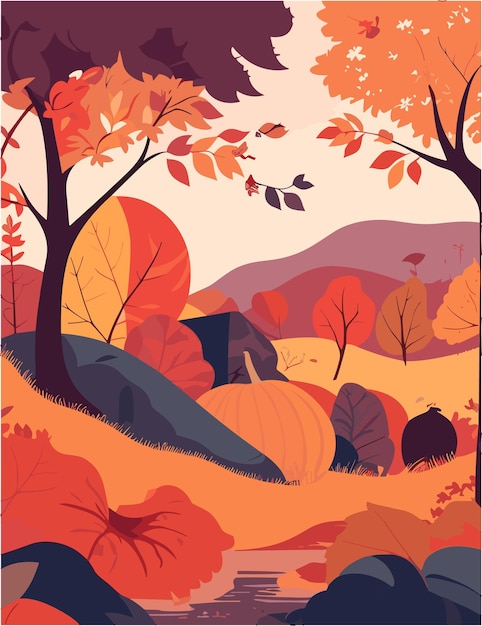 Vector a scene in the form of autumn when september comes with 4k resolution for desktop and pc wallpapers