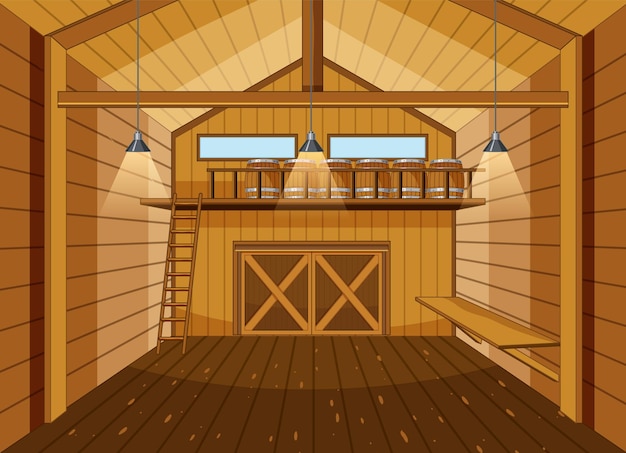 Vector scene inside the barn