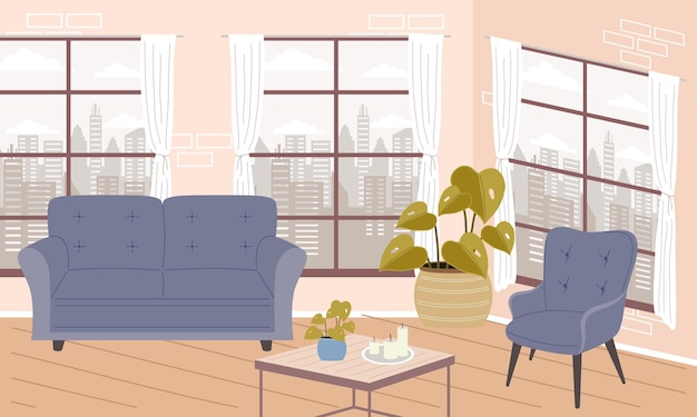 Vector scene of living room