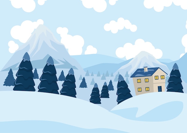 Scène winterlandschap met thuis