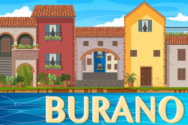 Scena con edificio in città burano