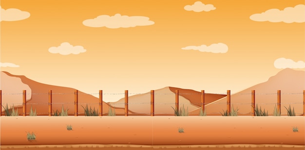 Vector scene with desert and hills