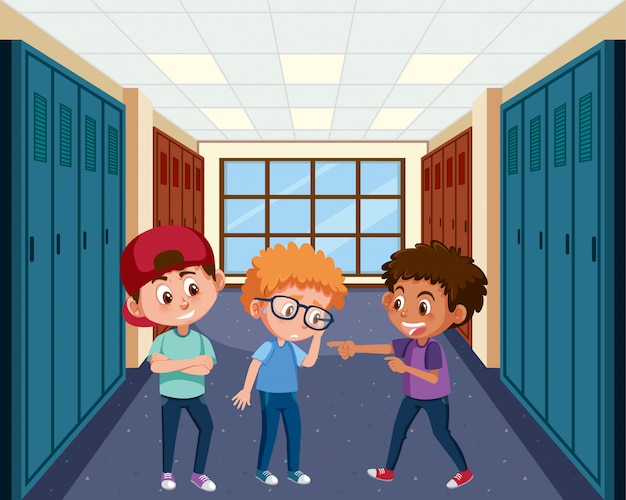 子供が学校で友達をいじめているシーン
