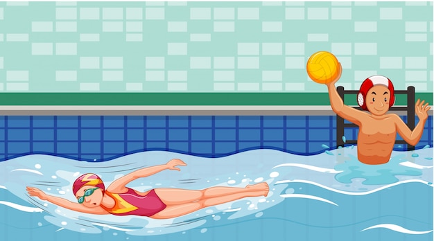 Scene with swimmers in the pool
