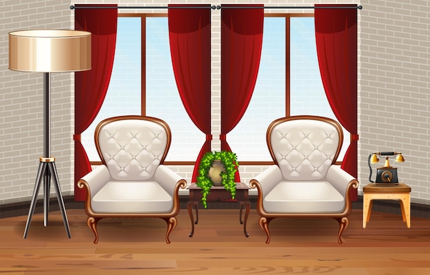 Scene with two armchairs in the room