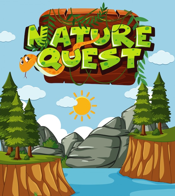 Vector scene with word related to nature and forest