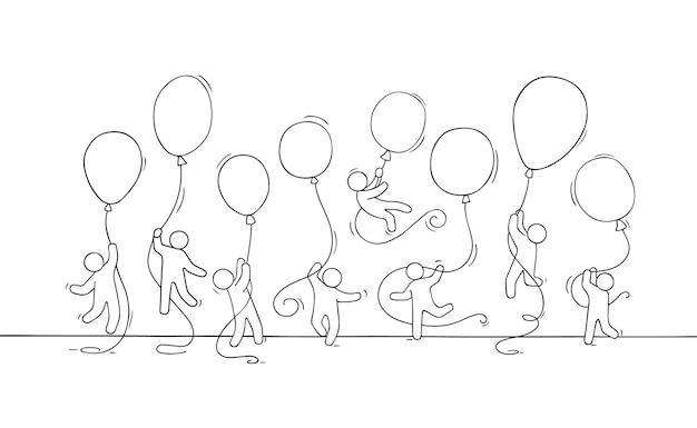 Scene of workers with balloons