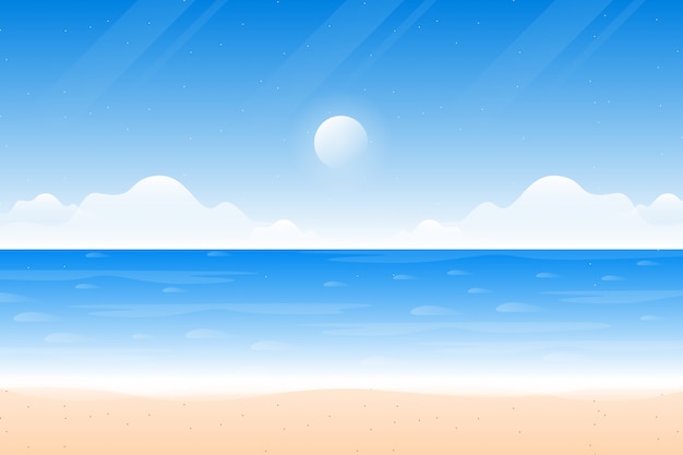 Vector scenery blue sky on the beach and sea