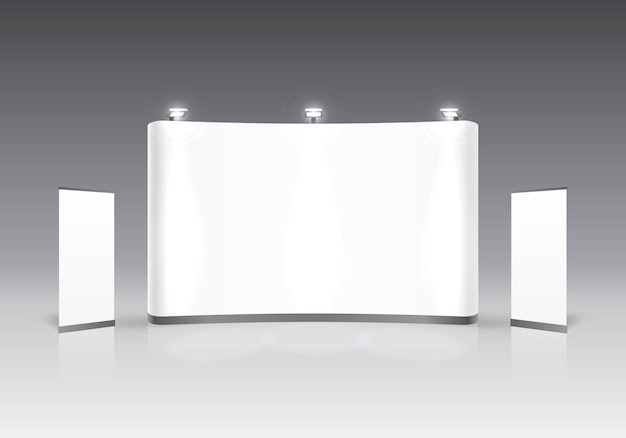 Scèneshow Podium voor presentaties op de grijze achtergrond. vector illustratie