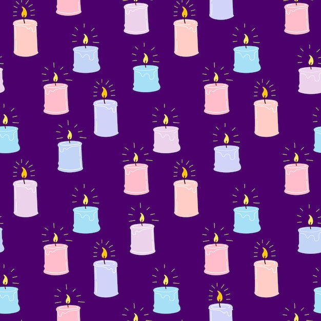 Scented burning candles seamless pattern.design for printing, textiles, wrappers. spa and aromatherapy vector illustration