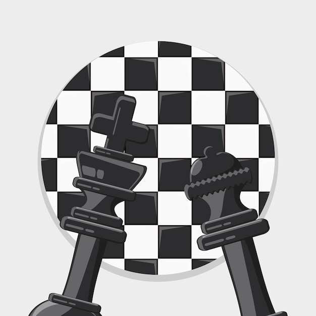 schaakspel ontwerp met koning en koningin stukken