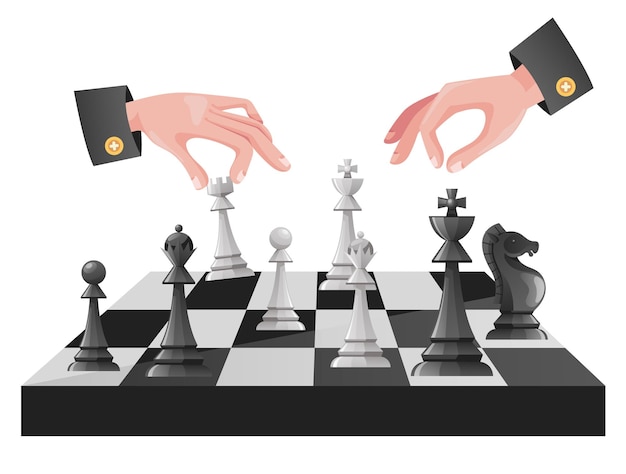 Vector schaakspel toernooi tactiek concurrentie abstract ontwerp element concept illustratie