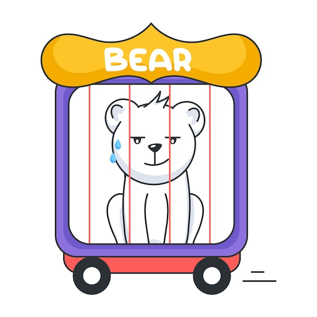 Schaalbare doodle sticker van beer kooi